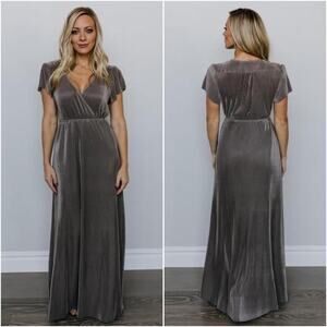 NWT Baltic Born Pewter Pleated Athena Maxi Dress